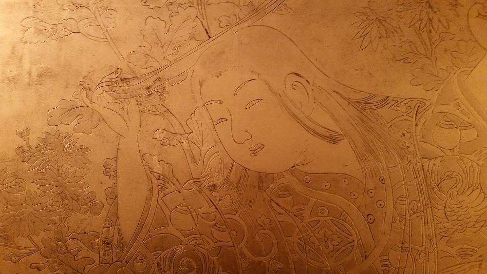 Ukiyoé copie de gravures japonaises anciennes dorure traditionnelle , dim 90 x 135 cm